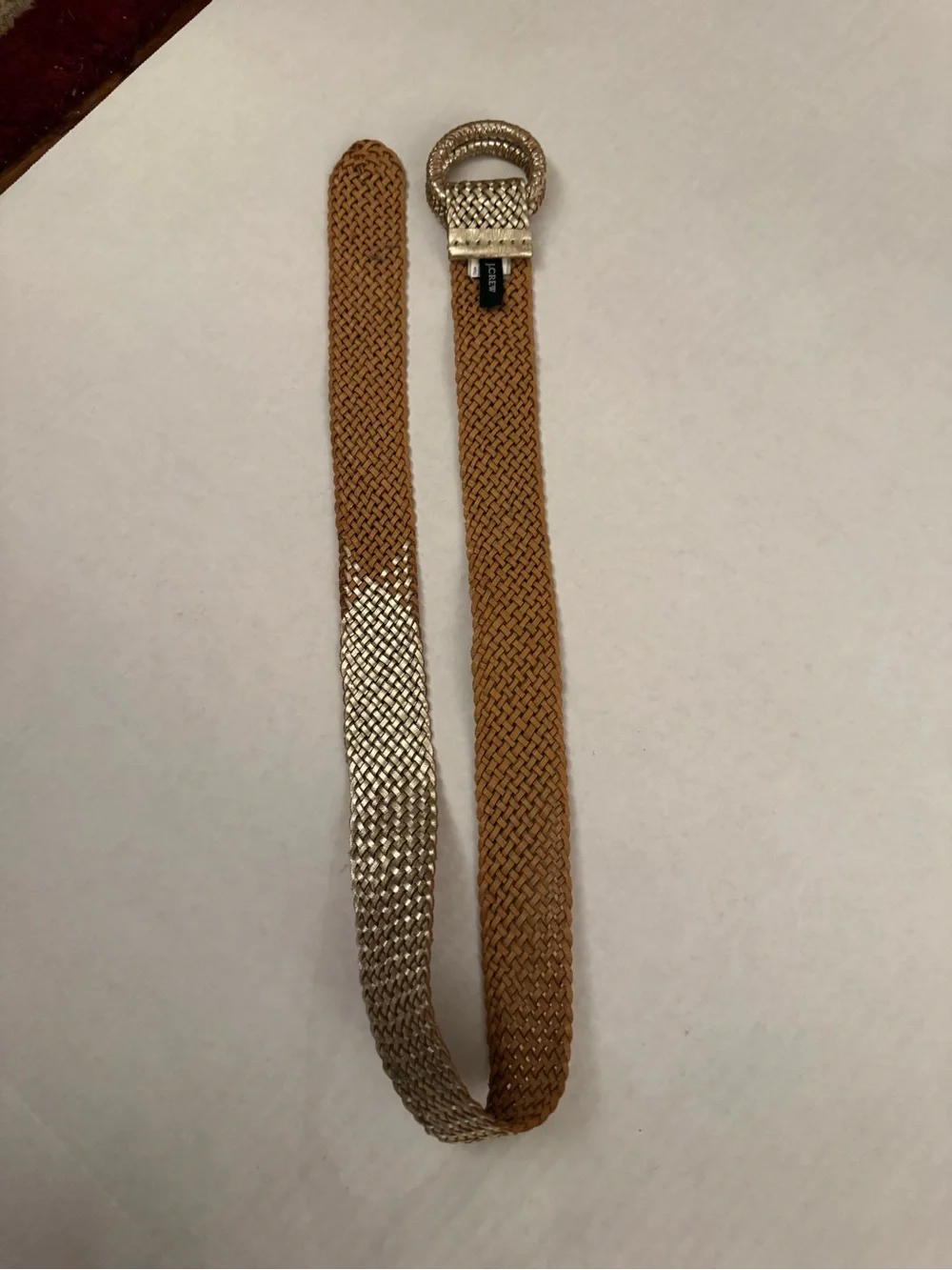 J. Crew Metallic Gold Woven Double-Ring Belt Vintage - Picture 8 of 12